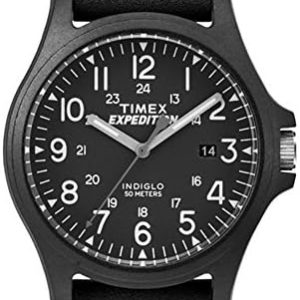 Timex Expedition Acadia Black Leather/Nylon Strap Watch for Men - Durable, Waterproof, Versatile Outdoor Timepiece - Mod